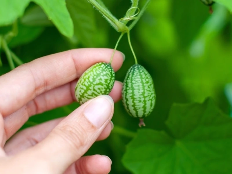 Harvesting cucamelons from your garden is satisfying—pick them when they are small, firm, and ready to enjoy.