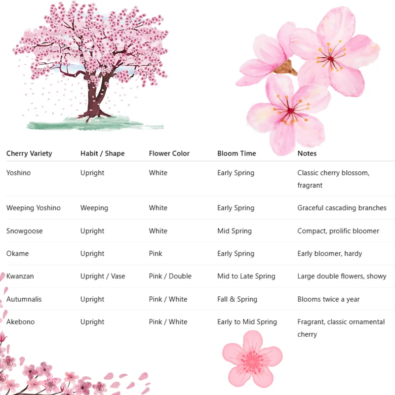 Cherry Blossom Tree Plant Live - Flowering Cherry in 2.5in Pot Perennial Bloom