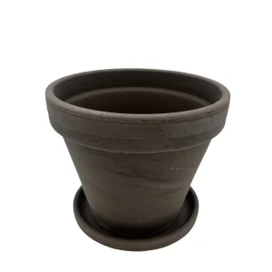 3-4" Basalt Clay Pots with Saucers - Small Terra Cotta Planters for Plants - Image 1