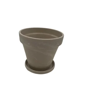 4 inch Granite Clay Pot with Saucer - Ideal for Plants & Crafts - Image 1