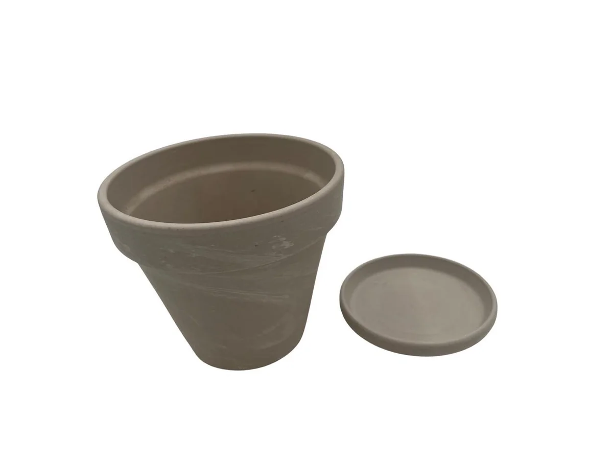 4 Inch Granite Clay Pots with Saucers - Planters for Plants & Crafts - Image 3