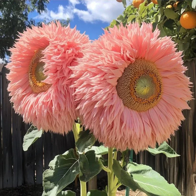50 Pink Giant Teddy Bear Sunflower Seeds - Fluffy Double Blooms Outdoor - Image 1