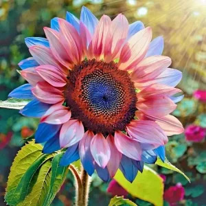 50 Rare Twin-Blossom Blue Over Pink Sunflower Seeds – Unique Heirloom Variety - Image 3