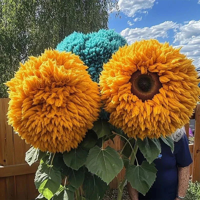 50 Teddy Bear Sunflower Seeds - Rare Yellow & Blue Mixed Annual Blooms - Image 2