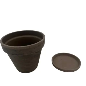 6 inch Basalt Clay Pot with Saucer - Ideal for Plants & DIY Crafts - Image 3