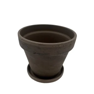 6 inch Basalt Clay Pot with Saucer - Ideal for Plants & DIY Crafts - Image 1