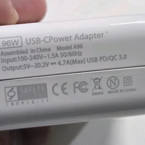 96W USB-C Power Adapter for MacBook Pro 13