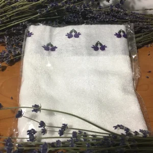 Bamboo Washcloths with Embroidered Lavender Flower - 13.75"x13.75" - Pack of 2 - Image 1