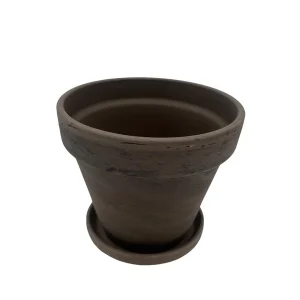Basalt Clay Pots with Saucers - 6 inch Outer Diameter - Set of 3 for Plants - Image 1