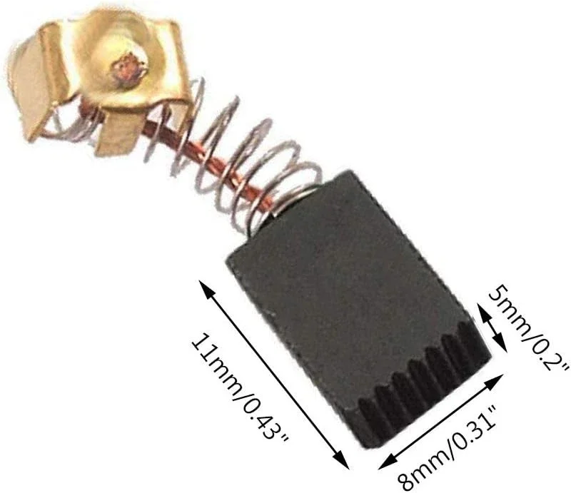 Carbon Motor Brushes for Power Tools - 11mm x 8mm x 5mm, 1 Pair Replacement Rotor - Image 1