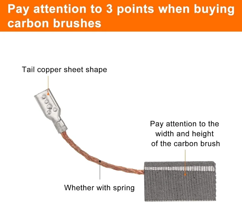Carbon Motor Grinder Brushes 15mm x 7.8mm x 5mm - Model 6-100# - Replacement Pair - Image 2