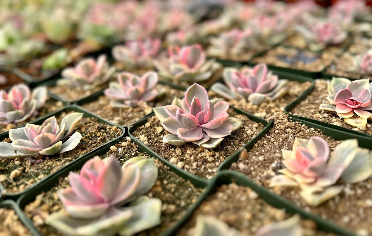 Echeveria Rainbow Variegated Succulent Live Plant - Pink Echeveria, 2"/4" Pot - Image 1