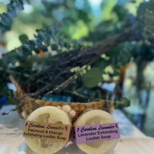 Exfoliating Loofah Soap Bar with Essential Oils - Lavender or Patchouli & Orange, 4.3 oz - Image 1