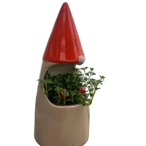 Funky Gnome Ceramic Planter with Live Trailing Houseplant - 9" x 3.5" - Image 2