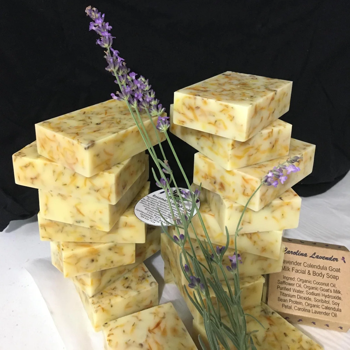 Lavender Calendula Goat Milk Soap Bar - Facial & Body Cleanser, 3.7 oz - Image 2