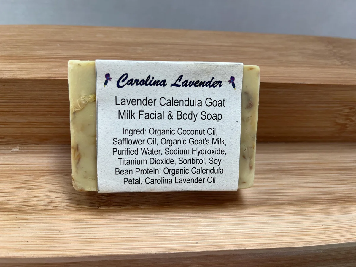 Lavender Calendula Goat Milk Soap Bar - Facial & Body Cleanser, 3.7 oz - Image 4
