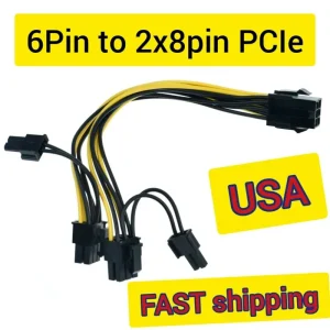 PCIe 6-Pin to Dual 8-Pin (6+2 Pin) GPU Video Card Power Adapter Cable - 8 Inch Black - Image 7