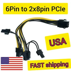 PCIe 6-Pin to Dual 8-Pin (6+2 Pin) GPU Video Card Power Adapter Cable - 8 Inch Black - Image 9