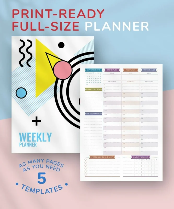 Printable Weekly Planner Kit - Casual Style Week at a Glance File - Large - Image 11