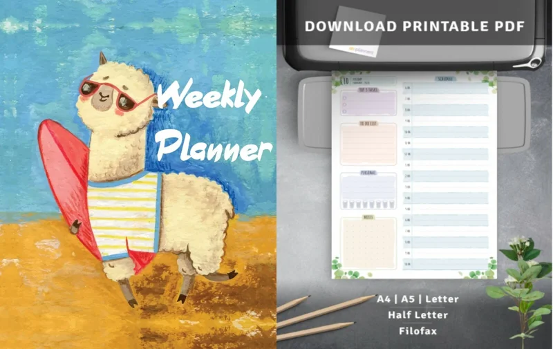 Printable Weekly Planner Kit - Casual Style Week at a Glance File - Large - Image 2