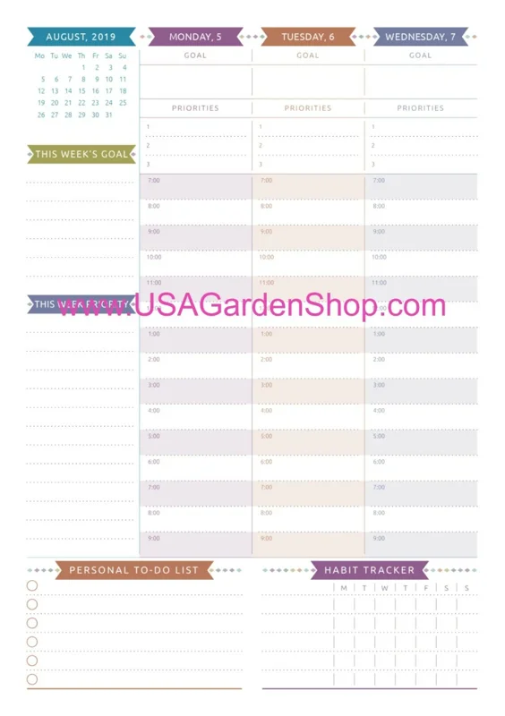 Printable Weekly Planner Kit - Casual Style Week at a Glance File - Large - Image 6