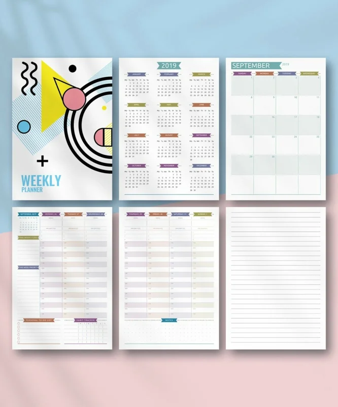 Printable Weekly Planner Kit - Casual Style Week at a Glance File - Large - Image 1