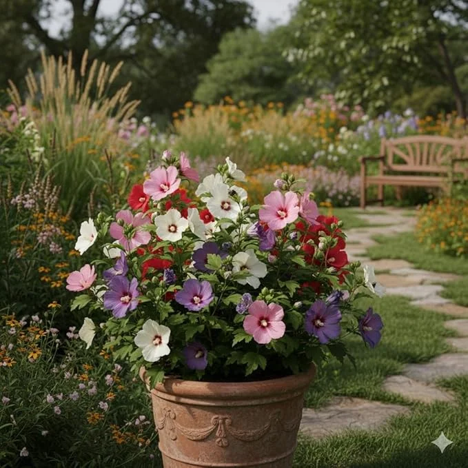 5 Althea Rose of Sharon Seedlings Bare Root 1-2 Ft Tall Outdoor Multicolor Flowering Shrub - Image 4