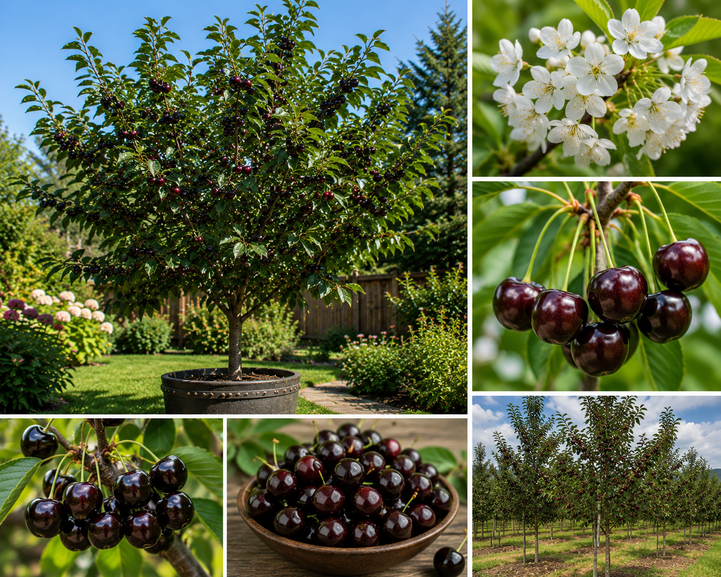 Black Cherry Trees Live Plants, 1-1.5 ft Tall, Bare Root, Sweet Fruit, Cold Hardy