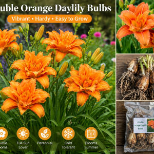 10 Double Orange Daylily Bulbs - Perennial Flower Bulbs for Full Sun