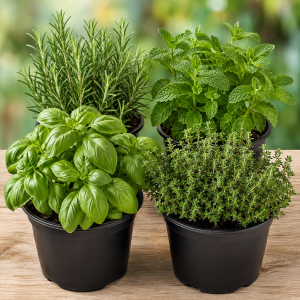 4 Assorted Herb Plants Live Collection 3-6" Tall - Indoor & Outdoor Garden