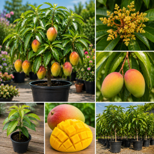 Dwarf Mango Tree Live Plant, 3 Gallon Pot, Tropical Fruit Tree for Indoor/Outdoor