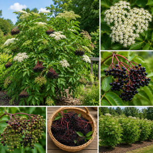 Elderberry Live Plant - Hardy Fruit Shrub, Quart Pot, 1 Year Old, Outdoor