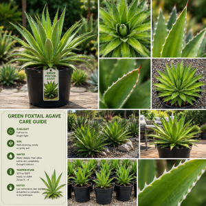 Green Foxtail Agave Live Plant, 4" Pot, 7-8" Tall Succulent, Indoor Outdoor