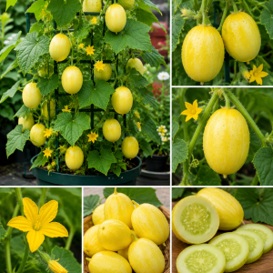 Lemon Cucumber Live Plants – Set of 2, 4-Inch Pot, Vegetable Plant