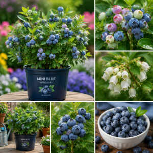 Mini Blue Blueberry Plant Live - 4-8 Inch Starter Bush for Garden or Patio