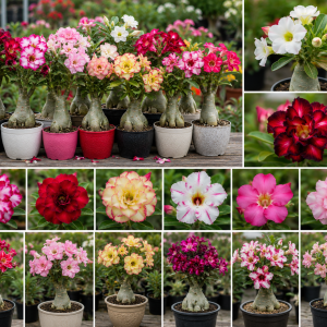 Desert Rose Live Plant, Adenium Desert Rose 4-8'' Tall, Hardy Flowering Succulent for Indoor Outdoor Gardens (Red Flowers)