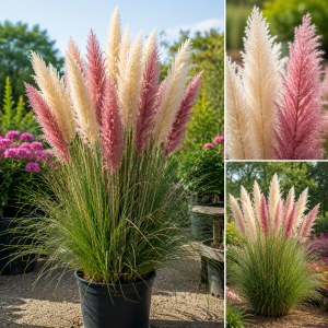 8 Mixed Pampas Grass Live Plants - 2.5" Pot, Vibrant Colors Outdoor Shrub