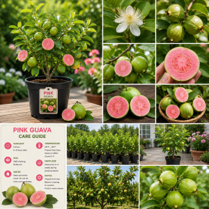 Ruby Guava Tree Live Plant, Grafted, 4 Ft Tall, Tropical Fruit, Zones 9-11-No Ship CA