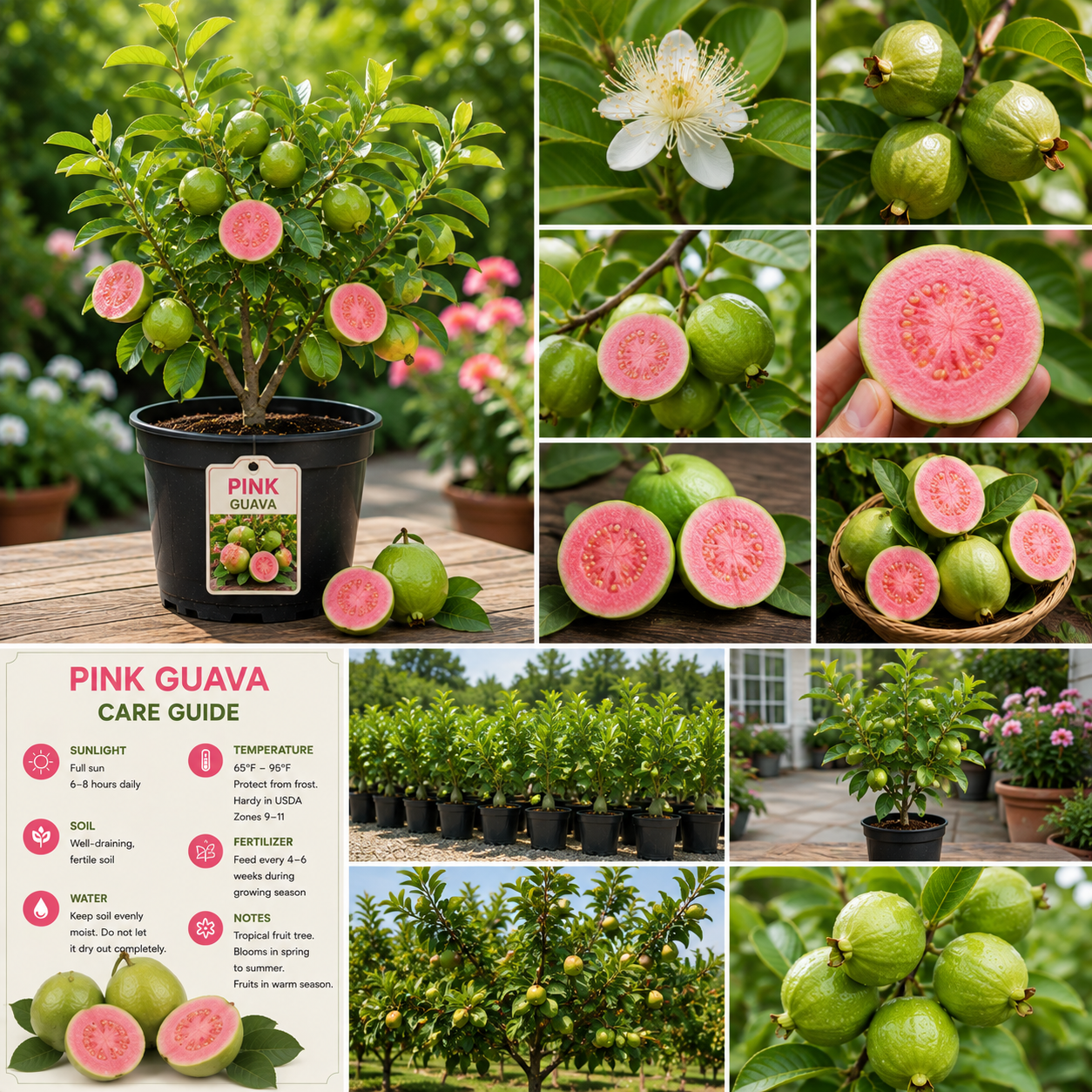 Ruby Guava Tree Live Plant, Grafted, 4 Ft Tall, Tropical Fruit, Zones 9-11-No Ship CA