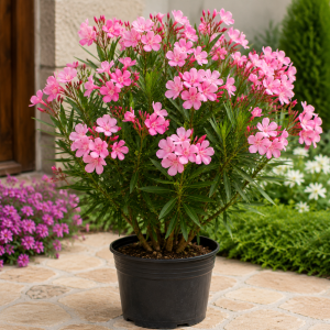Pink Oleander Live Plants - 2-Pack, 4-8" Tall Starter Shrubs for Outdoor