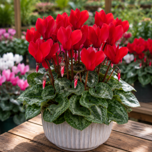 Red Cyclamen Live Plant - 4" Pot Indoor Flowering Houseplant, Ornamental Blooms