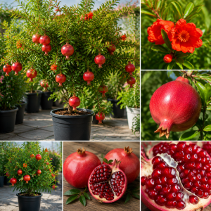 Salavatski Pomegranate Tree Live Plant – 1 Year Old Starter in 4" Pot – Indoor/Outdoor
