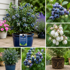 Top Hat Blueberry Live Plant – 4-8 Inch Starter Bush – Hardy Outdoor Fruit