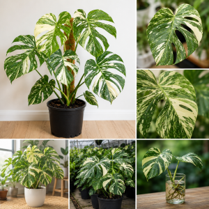 Variegated Monstera Live Plant 4-6 Inch - Split Leaf Houseplant Indoor
