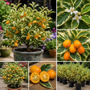 Variegated Kumquat Tree Live Plant - 5 Gallon Pot, Outdoor Citrus Fruit