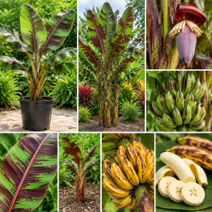 Zebrina Banana Live Plant - Cold Hardy Musa, 4-7" Tall for Indoor/Outdoor