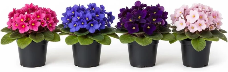 African Violet Live Plant - 2-Pack 4'' Pot Indoor Flowering Plant, Mix Blooms - Image 2