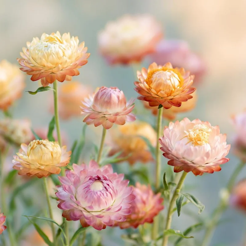 Apricot Peach Mix Organic Strawflower Seeds - 25 Seeds, Heat Tolerant - Image 3