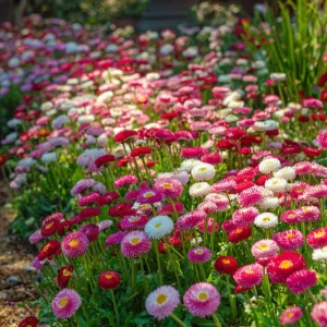 Bellis English Daisy Seeds - Pink, White & Red Mix, 200 Seeds, Cottage Garden Blooms, Bellis perennis - Image 3