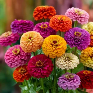 California Giant Zinnia Seeds - 50 Count Heirloom Double Blooms, Vibrant Colors - Image 1